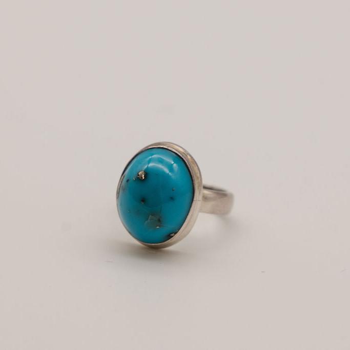 Large Turquoise and Sterling Silver Rings- Size 6