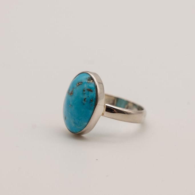 Large Turquoise and Sterling Silver Rings- Size 10