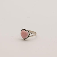 Pink Conch and Sterling Silver Heart Rings