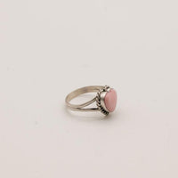 Pink Conch and Sterling Silver Heart Rings