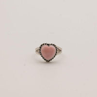 Pink Conch and Sterling Silver Heart Rings