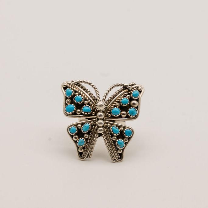 Turquoise Butterfly and Sterling Silver Ring