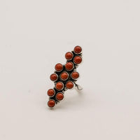 Native American Sterling Silver and Red Coral Adjustable Ring