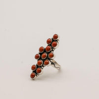 Native American Sterling Silver and Red Coral Adjustable Ring