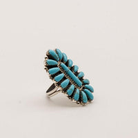 Sterling Silver And Turquoise Cluster Ring- Size 7