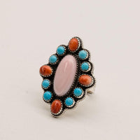 Handcrafted Native American Multi Stone Adjustable Ring