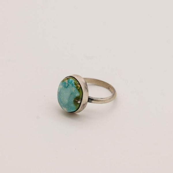 Round Turquoise and Sterling Silver Ring