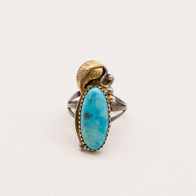 Vintage Turquoise and Sterling Silver Ring- Size 6
