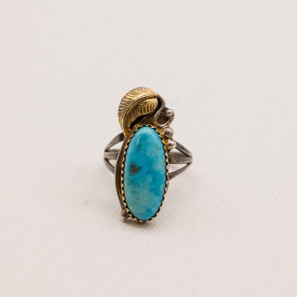 Vintage Turquoise and Sterling Silver Ring- Size 6