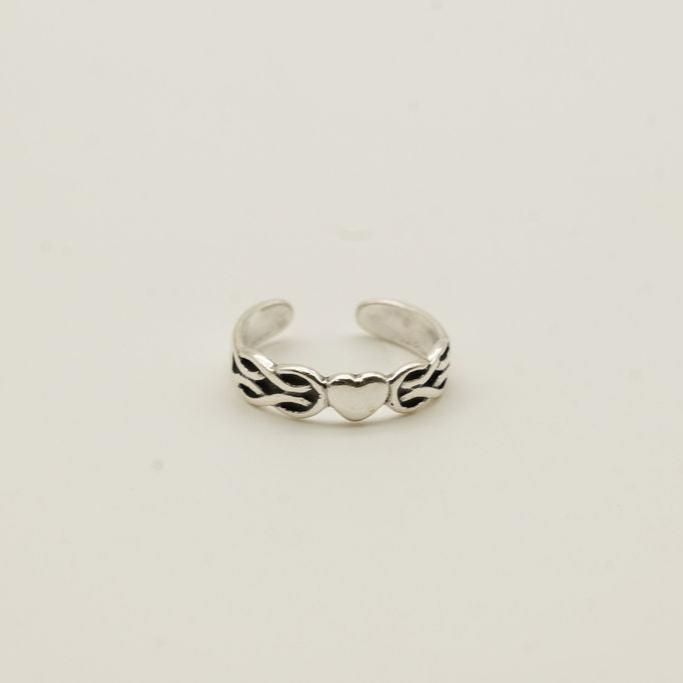 Flaming Heart Sterling Silver Toe Ring