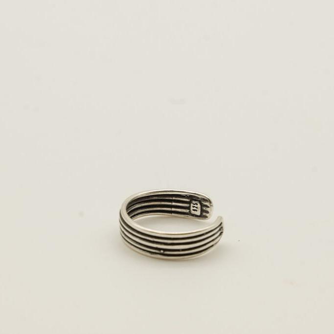 Plain Striped Sterling Silver Toe Ring