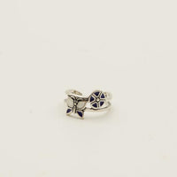 Purple Butterfly and Flower Sterling Toe Ring