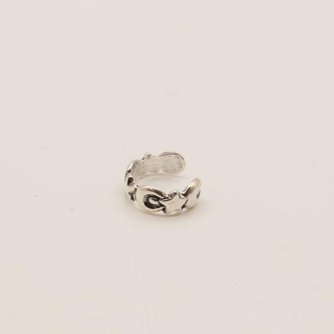 Center Star with Moons Sterling Silver Toe Ring