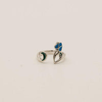 Blue Tulip and Leaf Sterling Silver Toe Ring