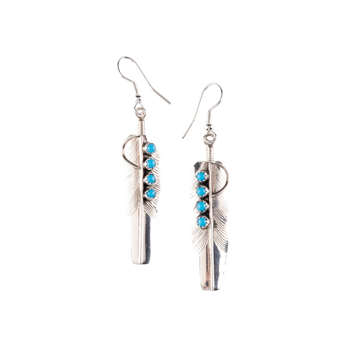 Sterling Silver Turquoise Feather Earrings
