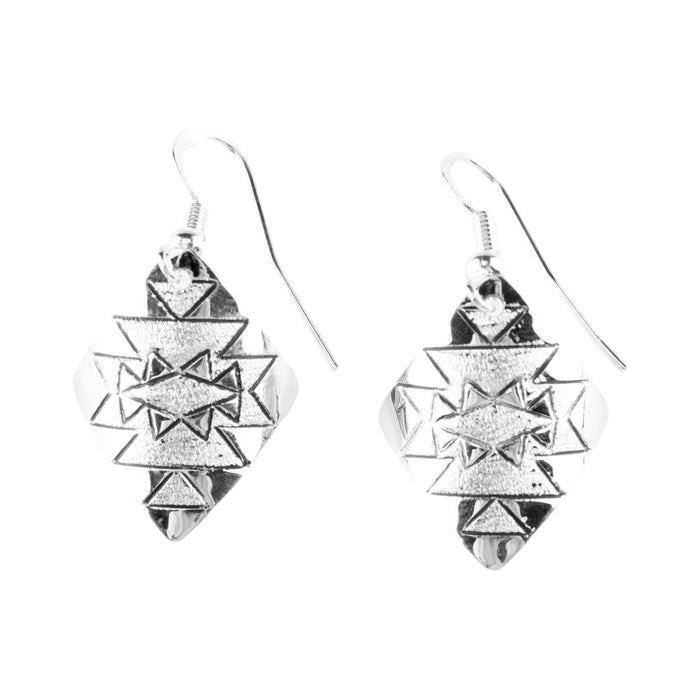 Sterling Silver Aztec Earrings