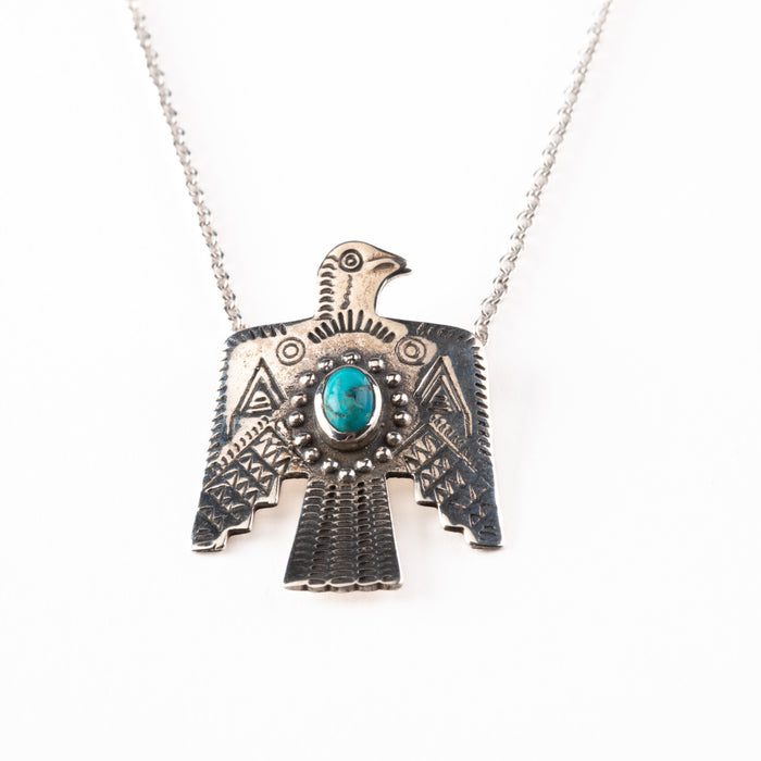 Sterling Silver Turquoise Thunderbird Necklace
