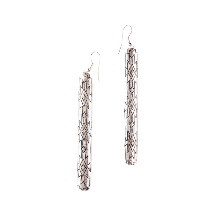 Sterling Silver Aztec Earrings