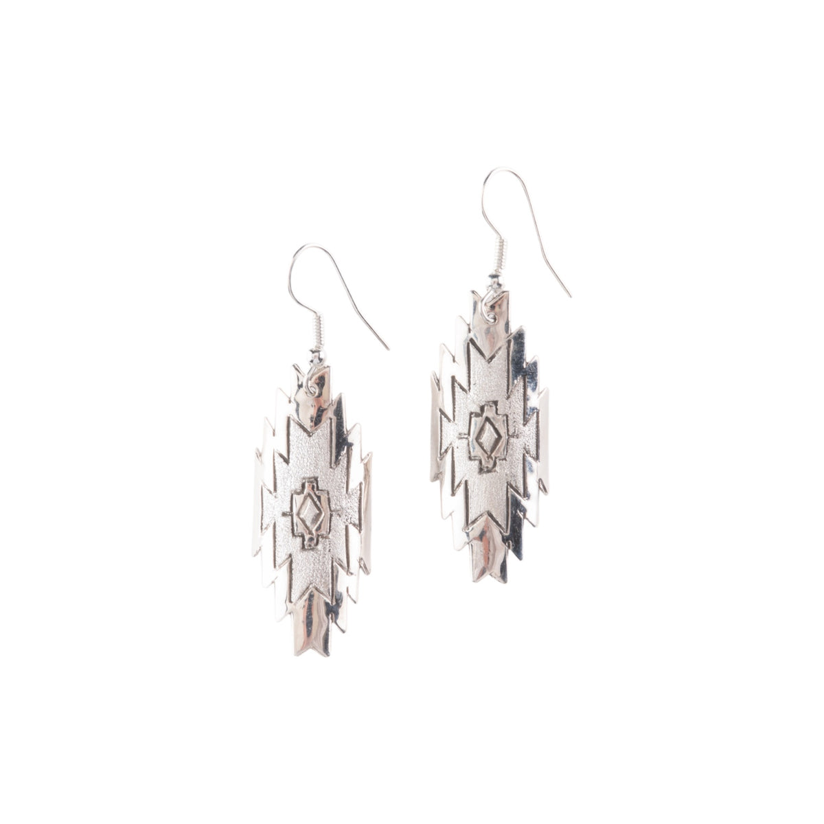 Sterling Silver Aztec Earrings