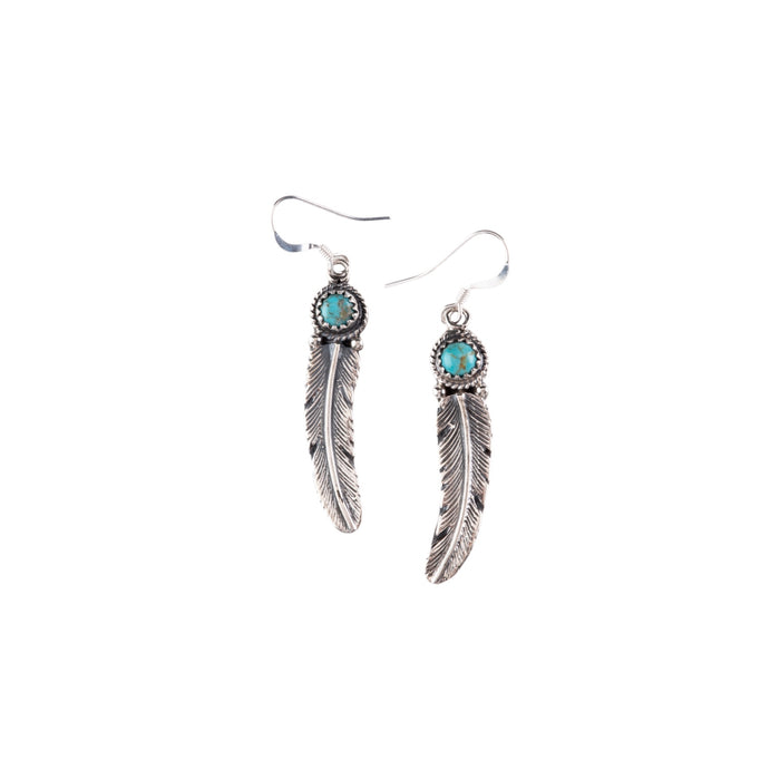Sterling Silver Turquoise Feather Earrings