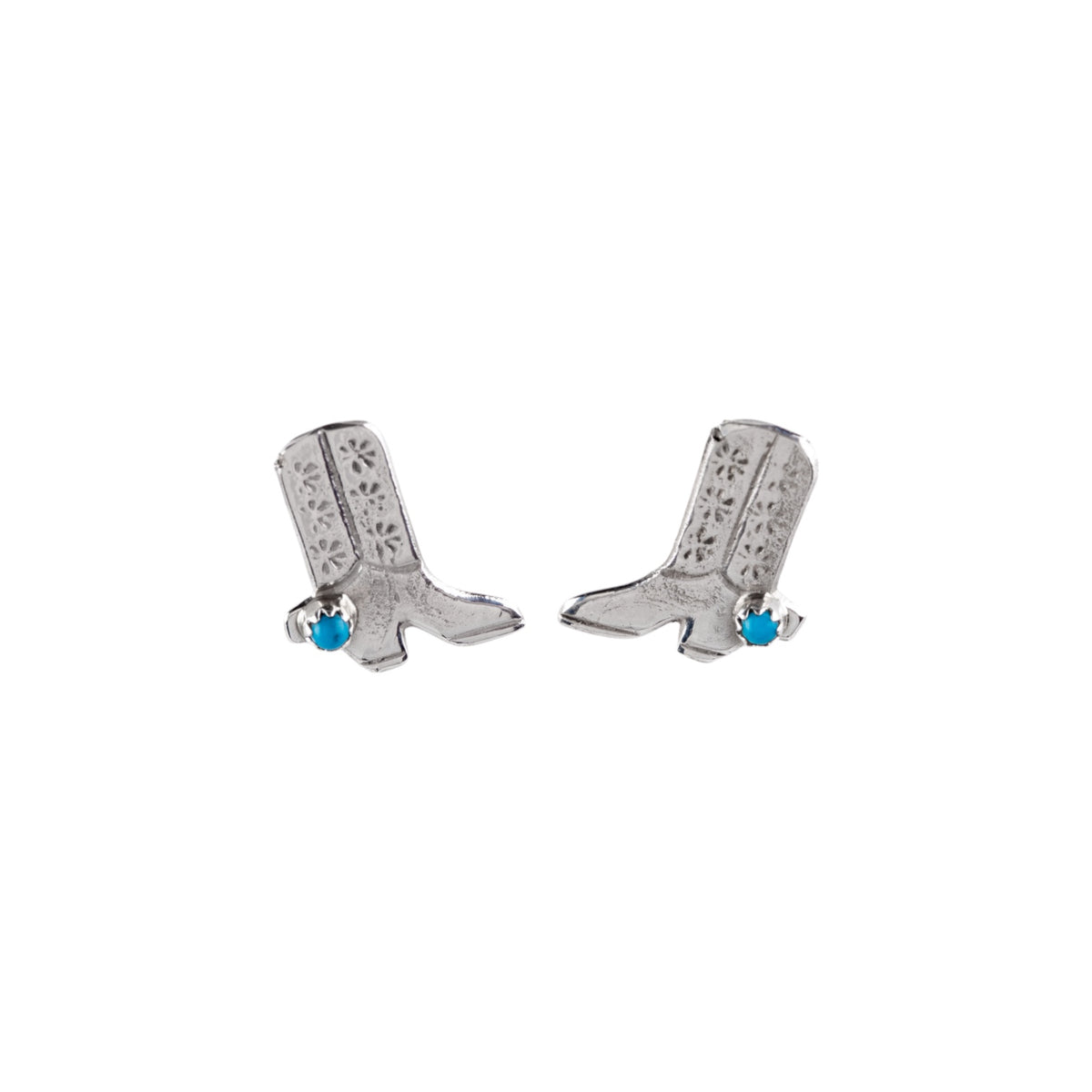 Sterling Silver Turquoise Cowboy Boot Earrings