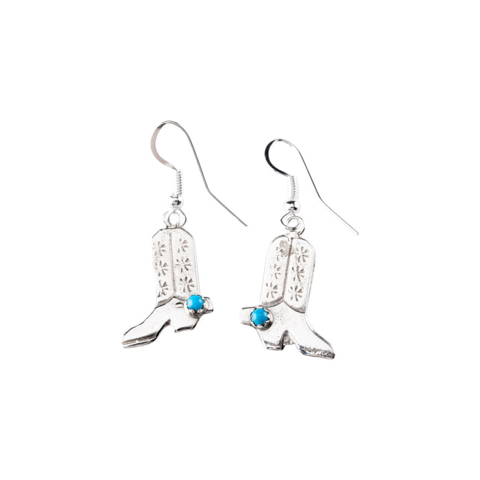 Sterling Silver Turquoise Cowboy Boot Earrings