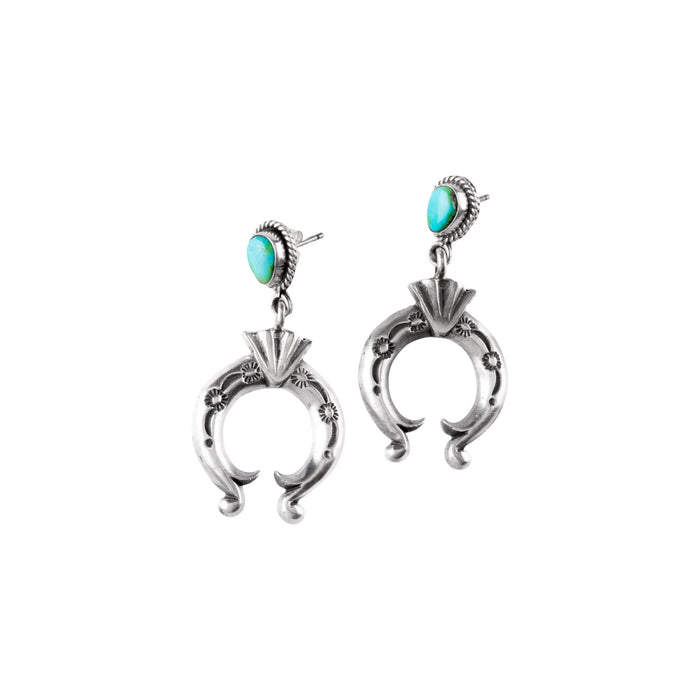 Sterling Silver Turquoise Squash Blossom Earrings