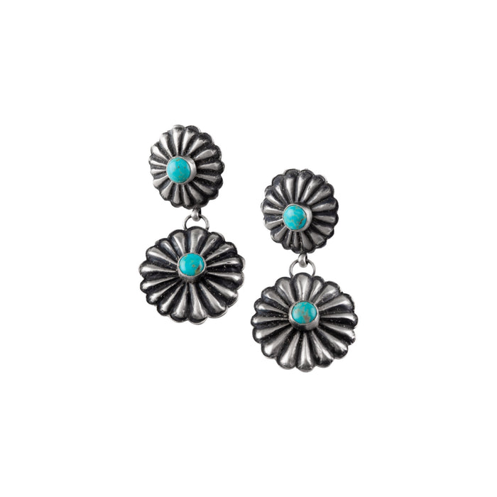 Sterling Silver Turquoise Concho Earrings