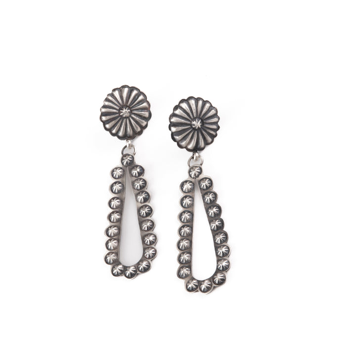 Sterling Silver Concho Teardrop Earrings