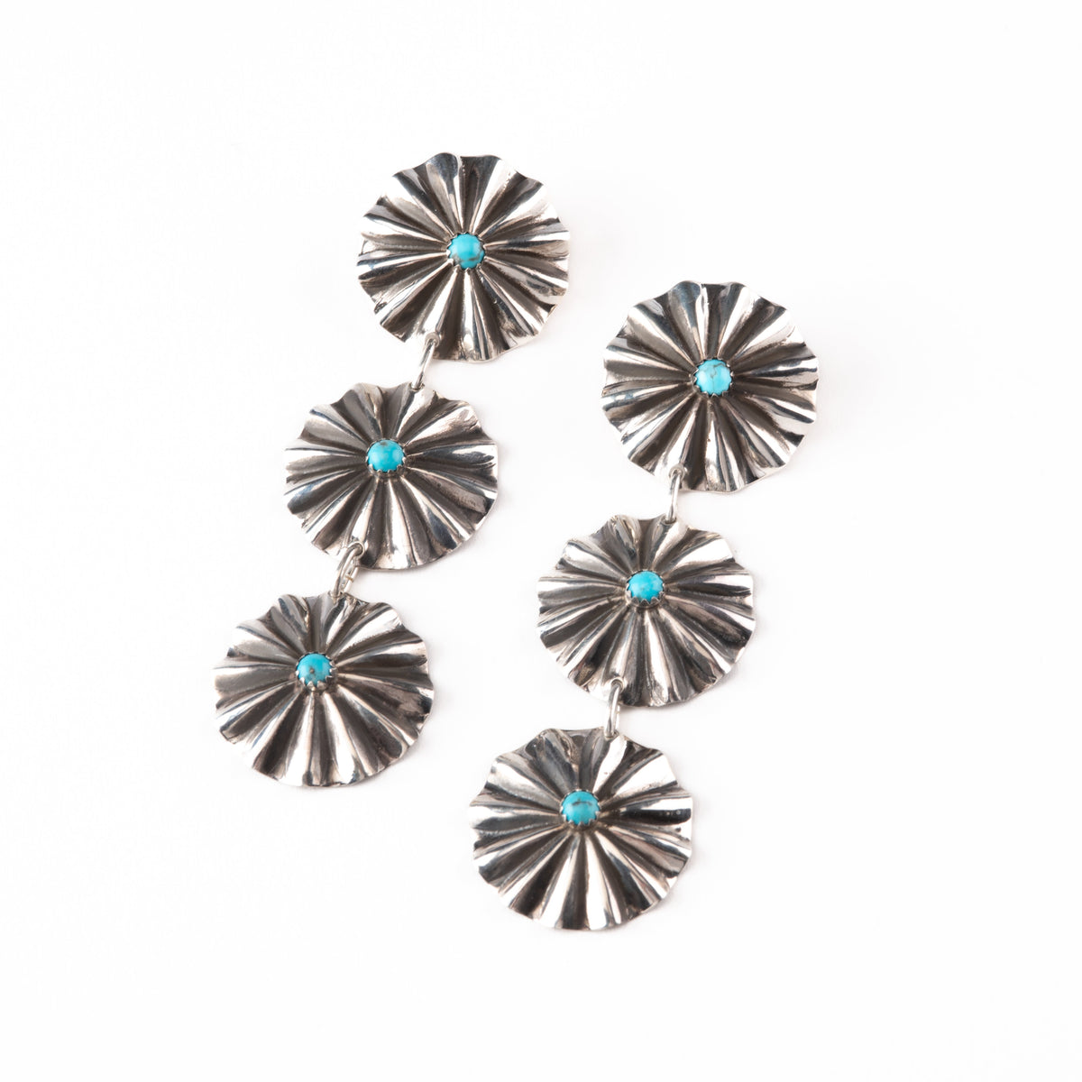 Sterling Silver Turquoise Concho Earrings