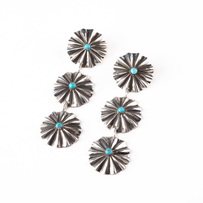 Sterling Silver Turquoise Concho Earrings