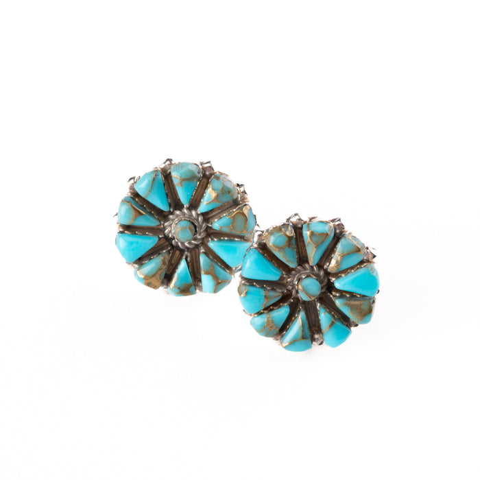 Sterling Silver Turquoise Flower Earrings
