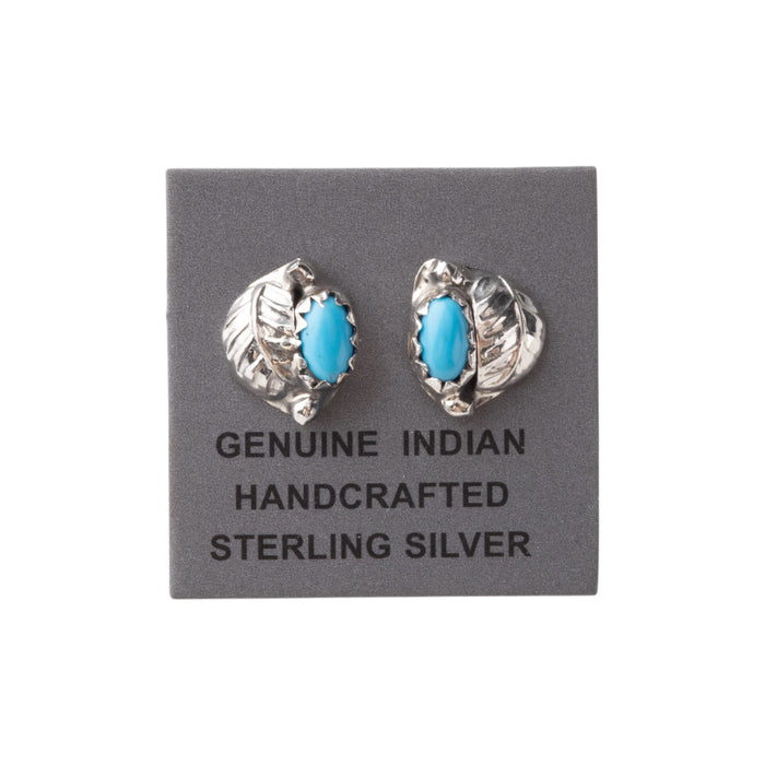 Sterling Silver Turquoise Feather Stud Earrings