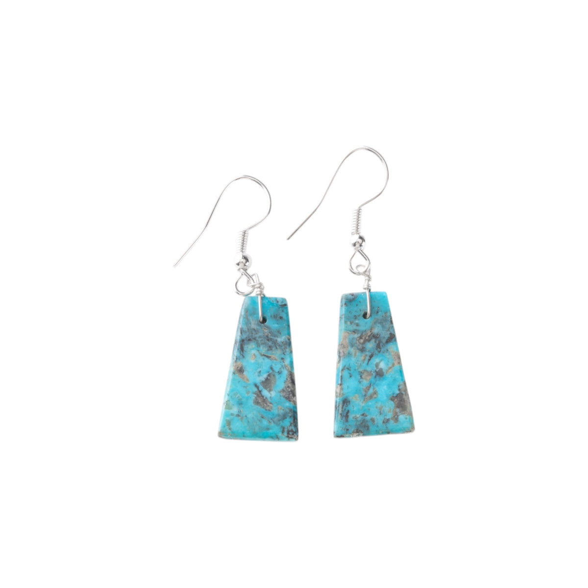 Turquoise Sterling Silver Trapezoid Earrings