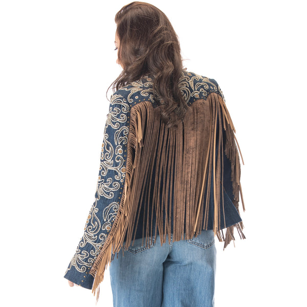 Scully Fringe Denim Embroidered Jacket