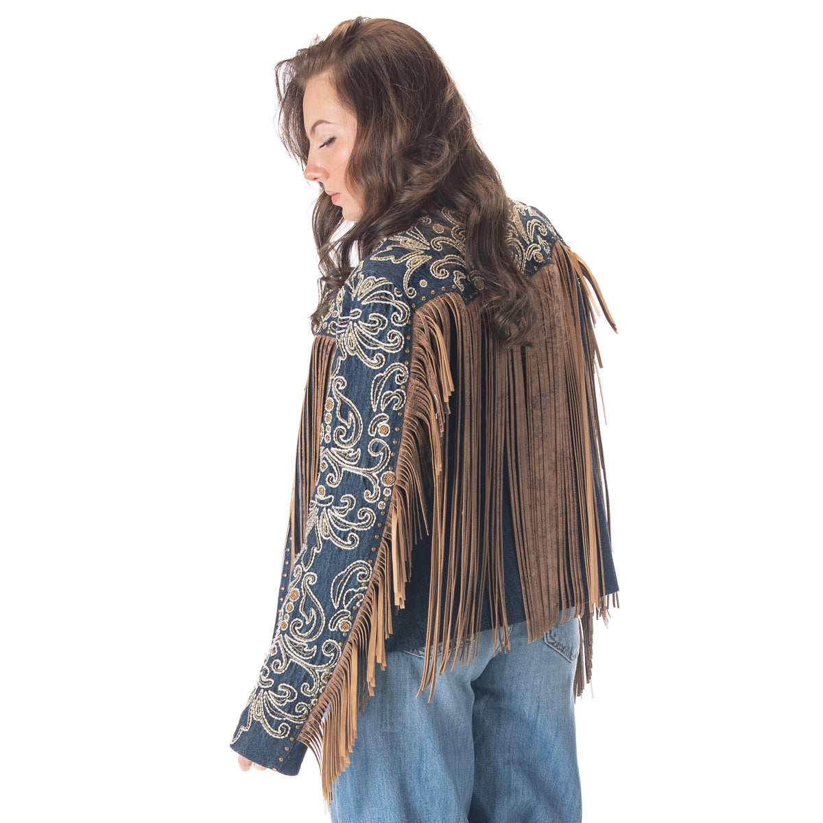 Scully Fringe Denim Embroidered Jacket