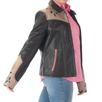 Scully Ladies Black & Tan Leather Zip Up Jacket