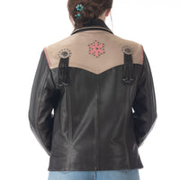 Scully Ladies Black & Tan Leather Zip Up Jacket