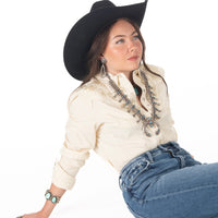 Women's Scully Ivory Floral Tooled Embroidered Shirt