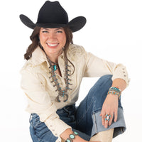 Women's Scully Ivory Floral Tooled Embroidered Shirt