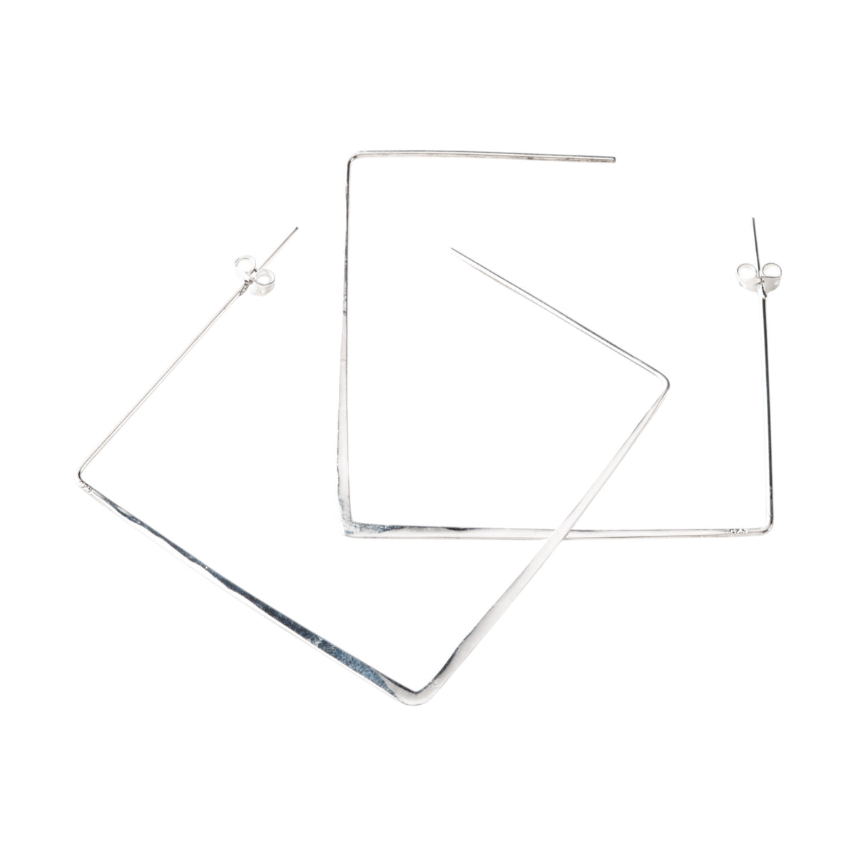 Sterling Silver Open Square Hoop Earrings