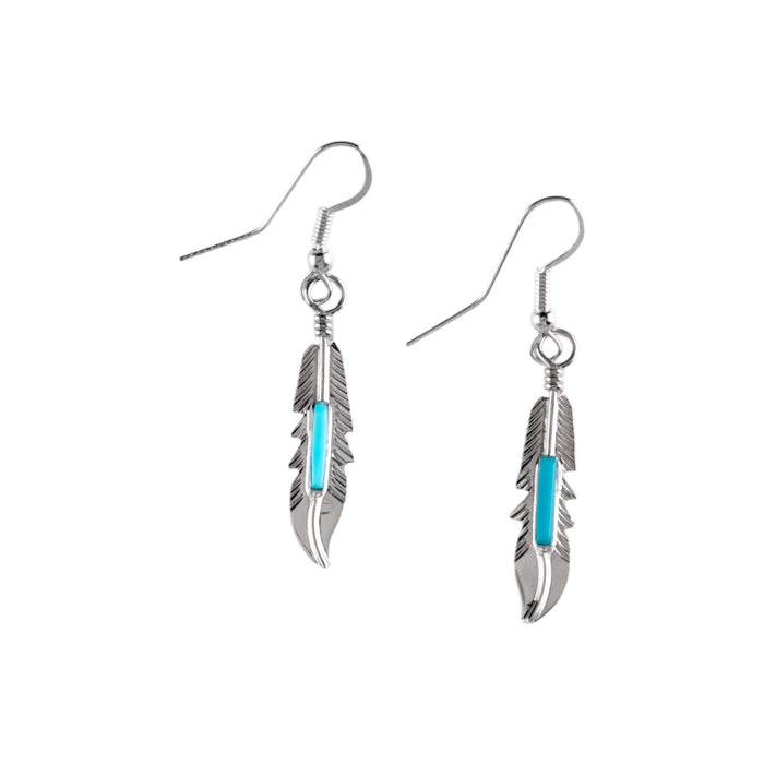 Sterling Silver Turquoise Feather Earrings