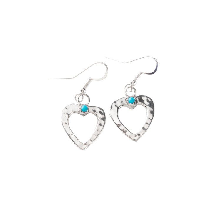 Sterling Silver Navajo Turquoise Heart Earrings
