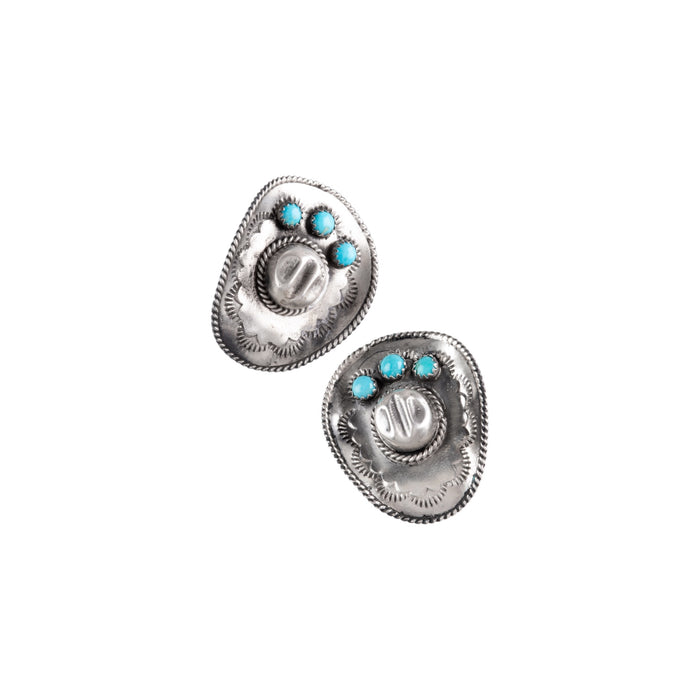 Sterling Silver Turquoise Cowboy Hat Earrings