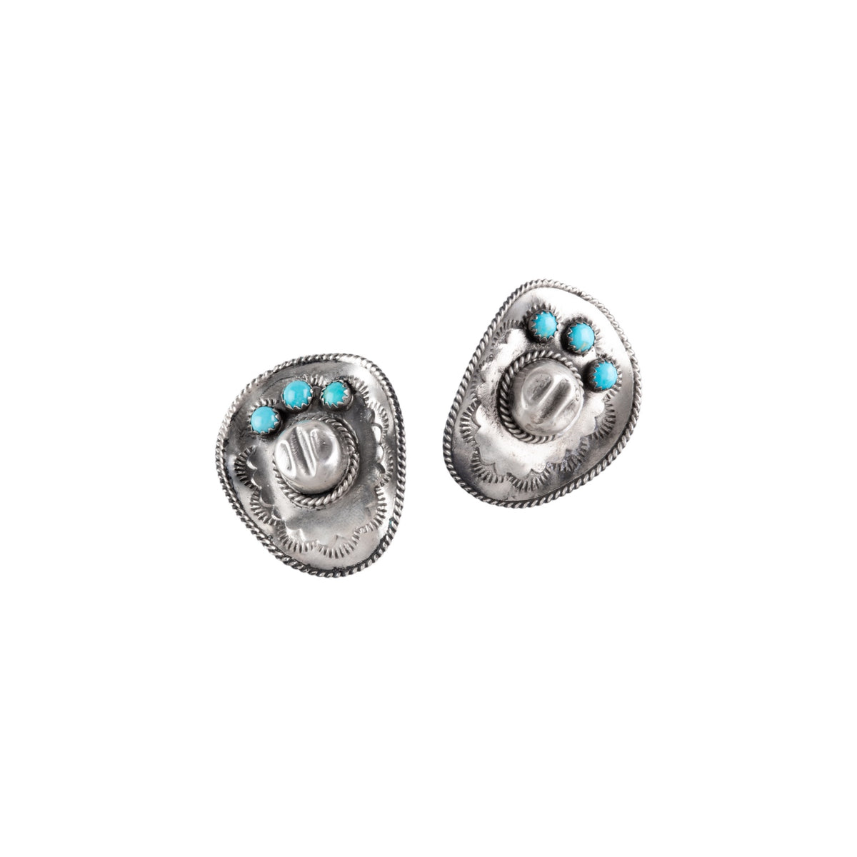 Sterling Silver Turquoise Cowboy Hat Earrings