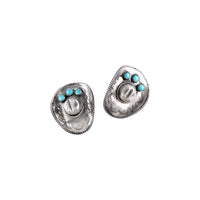 Sterling Silver Turquoise Cowboy Hat Earrings