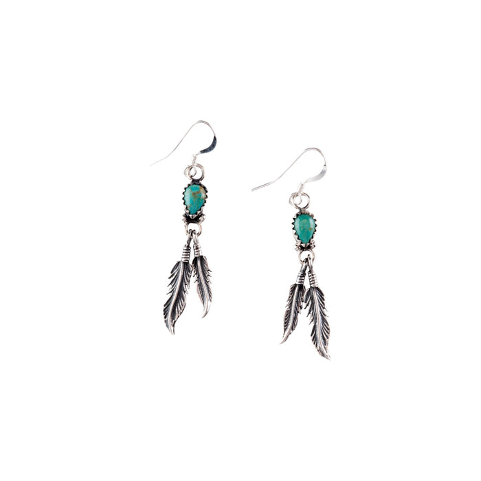 Sterling Silver Turquoise Feather Earrings