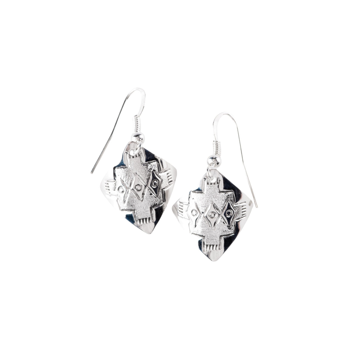 Sterling Silver Aztec Earrings