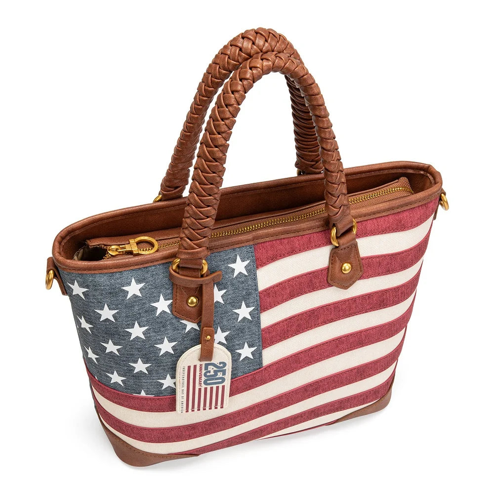 Montana West American Flag Braided Concealed Carry Tote Bag