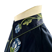 Men's Vintage Navy Floral Crochet Embroidered Western Rockmount Shirt